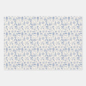 Retro Blue Doodle Weihnachtswrapping Paper Geschenkpapier Set (Vorderseite 3)