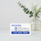 Retro Blue Electric Power Plug Visitenkarte (Stehend Vorderseite)