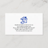 Retro Blue Electric Power Plug Visitenkarte (Rückseite)