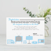 Retro Blue Electronics Einladung (Stehend Vorderseite)