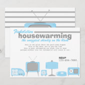 Retro Blue Electronics Einladung (Vorne/Hinten)