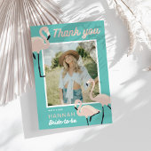 Retro Blue Flamingo Brautparty Vielen Dank Einladung