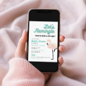 Retro Blue Flamingo Lasse Flamingle Brautparty Einladung