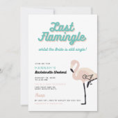 Retro Blue Flamingo Last Flamingle Bachelorette Einladung (Vorderseite)