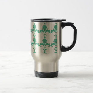 Retro Blue Fleur-De-Lis-Muster Reisebecher