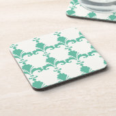 Retro Blue Fleur-De-Lis-Muster Untersetzer (Linke Seite)