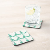 Retro Blue Fleur-De-Lis-Muster Untersetzer (Rechte Seite)
