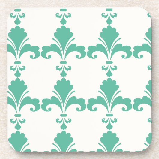 Retro Blue Fleur-De-Lis-Muster Untersetzer (Vorderseite)