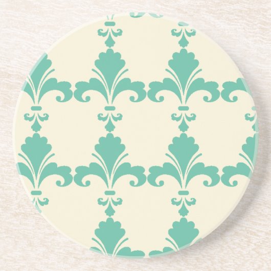 Retro Blue Fleur-De-Lis-Muster Untersetzer (Vorne)