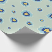 Retro Blue Floral Geschenkpapier (Ecke)