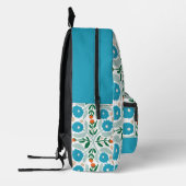 Retro Blue Floral Muster Bedruckter Rucksack (Links)