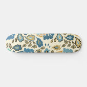 Retro Blue Floral Muster Cool Trendy Skateboard (Horizontal)