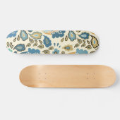 Retro Blue Floral Muster Cool Trendy Skateboard (Horizontal)