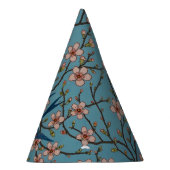 Retro Blue Floral Swallow Pattern by Walter Crane Partyhütchen (Rechts)