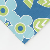 Retro Blue Flowers Fleecedecke (Ecke)