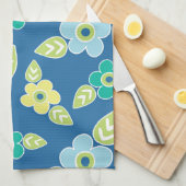 Retro Blue Flowers Geschirrtuch (Viertel Falte)