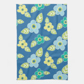 Retro Blue Flowers Geschirrtuch (Vertikal)