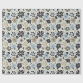 Retro Blue Flowers Muster Geschenkpapier (Flach)