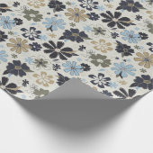 Retro Blue Flowers Muster Geschenkpapier (Ecke)