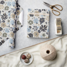 Retro Blue Flowers Muster