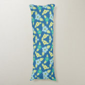 Retro Blue Flowers Muster Seitenschläferkissen (Vorderseite Vertikal)