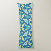 Retro Blue Flowers Muster Seitenschläferkissen (Rückseite (Vertikal))
