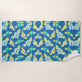 Retro Blue Flowers Muster Strandtuch (Vorderseite)