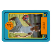 Retro Blue Football Card inspiriert Personalisiert Magnet (Horizontal)