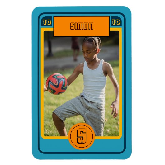 Retro Blue Football Card inspiriert Personalisiert Magnet (Vertikal)