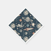 Retro Blue Galaxy Exploration Serviette (Ecke)
