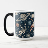 Retro Blue Galaxy Exploration Verwandlungstasse (Links)