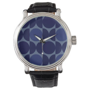 Retro Blue Geometric Armbanduhr