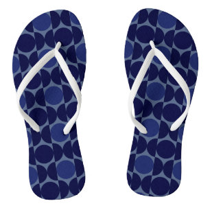 Retro Blue Geometric Badesandalen