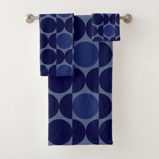 Retro Blue Geometric Badhandtuch Set (Insitu)