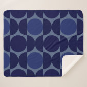 Retro Blue Geometric Sherpadecke (Vorderseite (Horizontal))