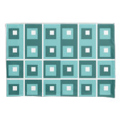 Retro Blue Geometric Squares Pattern Kissenbezug (Vorderseite-Links)