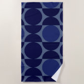 Retro Blue Geometric Strandtuch (Vorderseite)