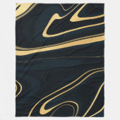 Retro Blue Gold Swirl Liquid Painting Design Fleecedecke (Vorderseite)