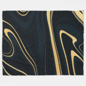 Retro Blue Gold Swirl Liquid Painting Design Fleecedecke (Vorderseite (Horizontal))