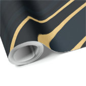 Retro Blue Gold Swirl Liquid Painting Design Geschenkpapier (Rolleneckpunkt)