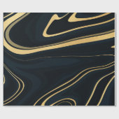 Retro Blue Gold Swirl Liquid Painting Design Geschenkpapier (Flach)