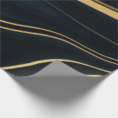 Retro Blue Gold Swirl Liquid Painting Design Geschenkpapier (Ecke)