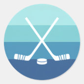 Retro Blue Gradient Ice Hockey Runder Aufkleber (Vorderseite)