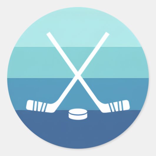 Retro Blue Gradient Ice Hockey Runder Aufkleber (Vorderseite)
