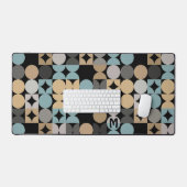 Retro Blue Grau Beige Braun Schwarzer Pop Kunstmus Schreibtischunterlage (Tastatur & Maus)