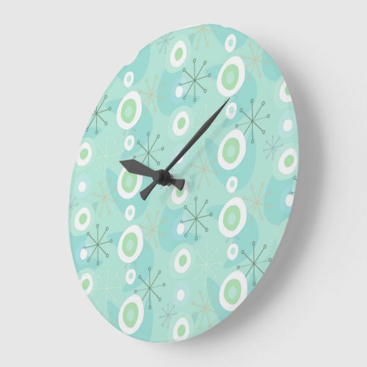 Retro Blue-Green Atomage Muster Uhr (Winkel)