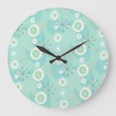 Retro Blue-Green Atomage Muster Uhr (Vorderseite)