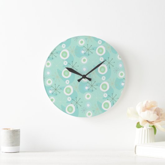 Retro Blue-Green Atomage Muster Uhr (Zuhause)