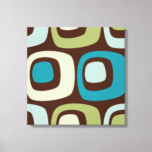 Retro Blue Green Circles Quad Panel Wall Decke Leinwanddruck