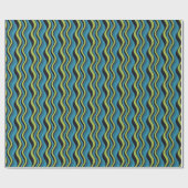 Retro Blue Green Grey Sea Waves Muster Geschenkpapier (Flach)